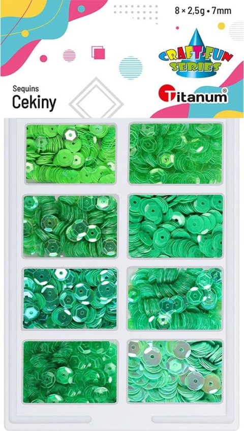 Cekiny Craft-Fun Series 8 kolorów zielone 2,5g Titanum (3G8P 160162)