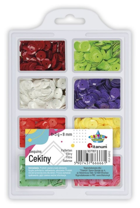 Cekiny Craft-Fun Series okrągłe 8 kolorów mix 3g Titanum (3G8PX2) Cekiny Craft-Fun Series okrągłe 8 kolorów mix 3g Titanum (3G8PX2)