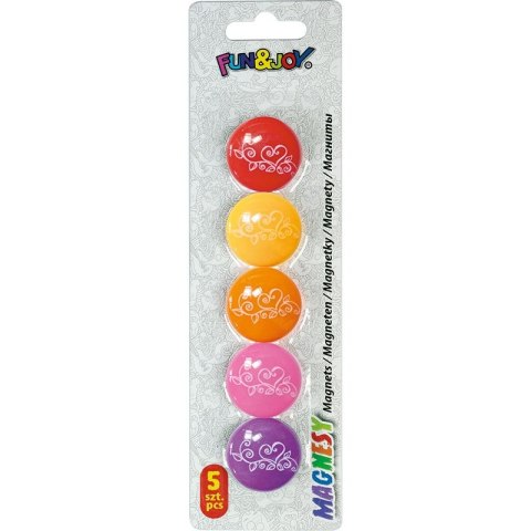 Magnes Kwiaty okrągły mix śr. 29mm Fun&Joy 5 sztuk Magnes Kwiaty okrągły mix śr. 29mm Fun&Joy 5 sztuk