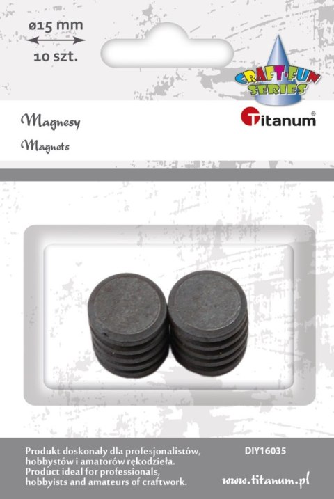Magnes Craft-Fun Series czarny śr. 15mm Titanum (DIY16035) 10 sztuk Magnes Craft-Fun Series czarny śr. 15mm Titanum (DIY16035) 10 sztuk