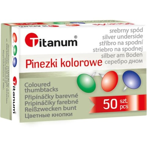 Pinezki kolorowe kolor: mix 50 szt Titanum Pinezki kolorowe kolor: mix 50 szt Titanum