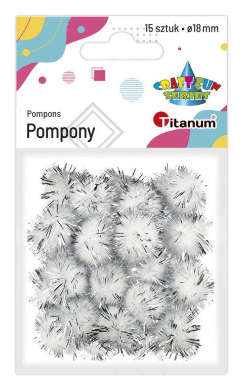 Pompony Craft-Fun Series brokatowe białe 15 szt Titanum (338524) Pompony Craft-Fun Series brokatowe białe 15 szt Titanum (338524)
