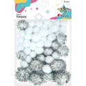 Pompony Craft-Fun Series brokatowe i matowe biały 50 szt Titanum (361536)
