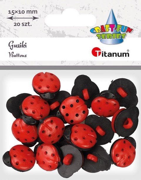 Guziki Craft-Fun Series plastikowe biedronka 1,5x1cm 20 szt Titanum (24BR0202-24) Guziki Craft-Fun Series plastikowe biedronka 1,5x1cm 20 szt Titanum (24BR0202-24)