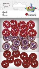 Guziki Craft-Fun Series plastikowe okrągłe 15mm czerwony 30 szt Titanum (191086)