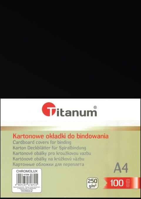 Karton do bindowania błyszczący - chromolux A4 czarny 250g Titanum Karton do bindowania błyszczący - chromolux A4 czarny 250g Titanum