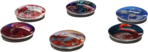 Magnes FLAMINGI okrągły mix śr. 30mm Fun&Joy 6 sztuk Magnes FLAMINGI okrągły mix śr. 30mm Fun&Joy 6 sztuk