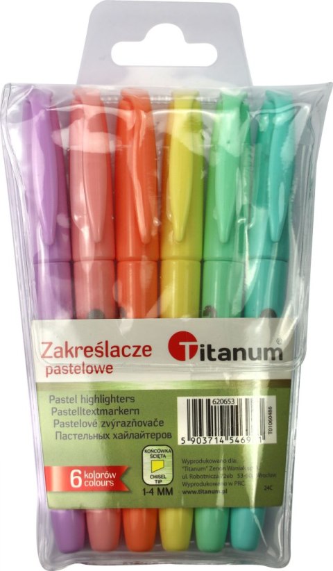 Zakreślacz 6 kolorów 1-4mm Titanum (T01060486) Zakreślacz 6 kolorów 1-4mm Titanum (T01060486)