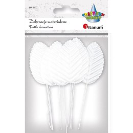 Ozdoba materiałowa Craft-Fun Series Liście na druciku białe Titanum (SY-005)