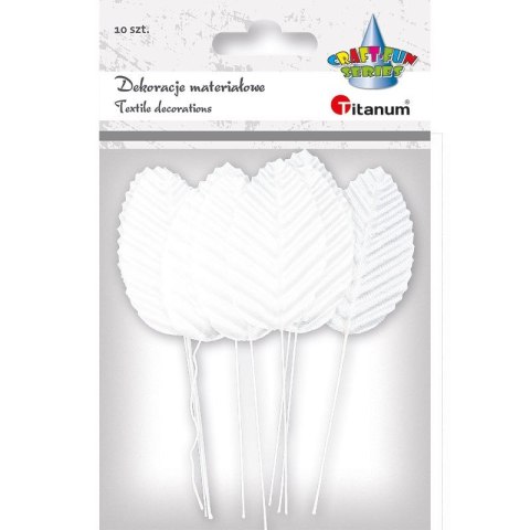 Ozdoba materiałowa Craft-Fun Series Liście na druciku białe Titanum (SY-005)