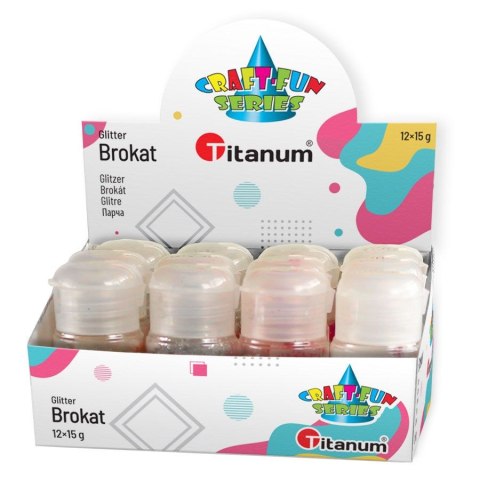 Brokat Titanum Craft-Fun Series 4 kolory x 3 szt. w buteleczkach 15g Brokat Titanum Craft-Fun Series 4 kolory x 3 szt. w buteleczkach 15g