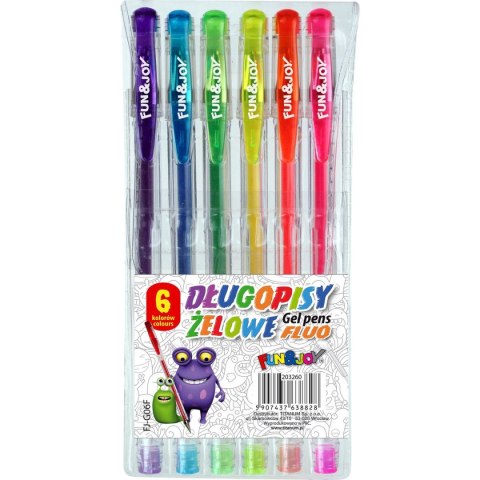 Długopis żelowy fluorescencyjny mix 0,8mm Fun&Joy (FJ-G06F) Długopis żelowy fluorescencyjny mix 0,8mm Fun&Joy (FJ-G06F)