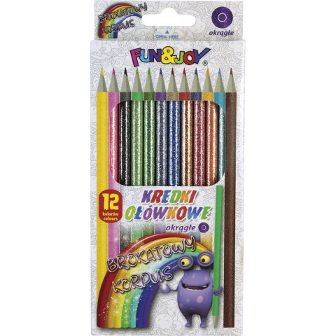 Kredki ołówkowe BROKATOWE okrągłe 12 kol. 12 kol. Fun&Joy Kredki ołówkowe BROKATOWE okrągłe 12 kol. 12 kol. Fun&Joy