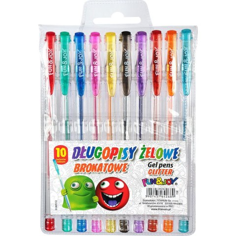 Długopis żelowy brokatowy 10 kolorów mix 1,0mm Fun&Joy (FJ-MR10) Długopis żelowy brokatowy 10 kolorów mix 1,0mm Fun&Joy (FJ-MR10)