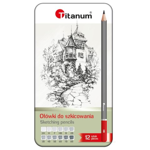 Ołówek w metalowym pudełku 8B-2H Titanum Ołówek w metalowym pudełku 8B-2H Titanum
