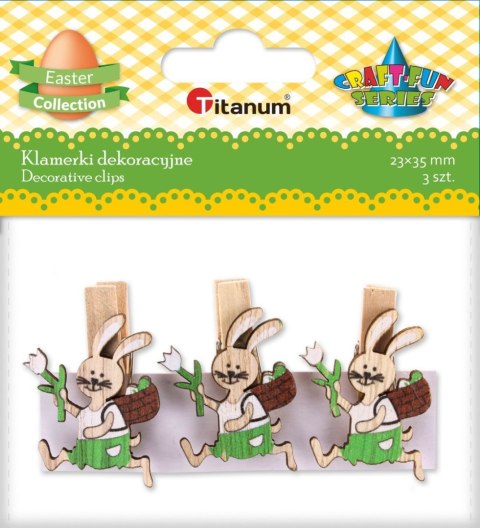 Ozdoba drewniana Craft-Fun Series klamerki króliki z koszykiem Titanum (2324040) Ozdoba drewniana Craft-Fun Series klamerki króliki z koszykiem Titanum (2324040)