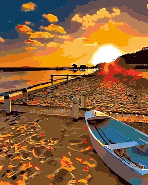 Zestaw kreatywny Malowanie po numerach 40x50cm Zachód słońca nad morzem, plaża z łodzią Flamingo Line (fys025) Zestaw kreatywny Malowanie po numerach 40x50cm Zachód słońca nad morzem, plaża z łodzią Flamingo Line (fys025)