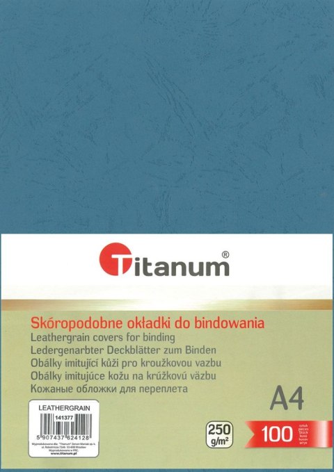 Karton do bindowania skóropodobny A4 niebieski 250g Titanum Karton do bindowania skóropodobny A4 niebieski 250g Titanum