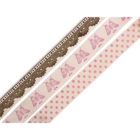 Wstążka Craft-Fun Series groszki, motylki, koronka 15x1 [mm x m] mix Titanum (DD23-2)