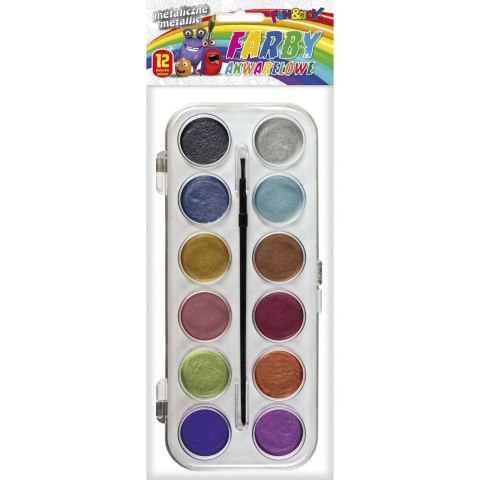 Farby akwarelowe metaliczne 12 kolor. Fun&Joy