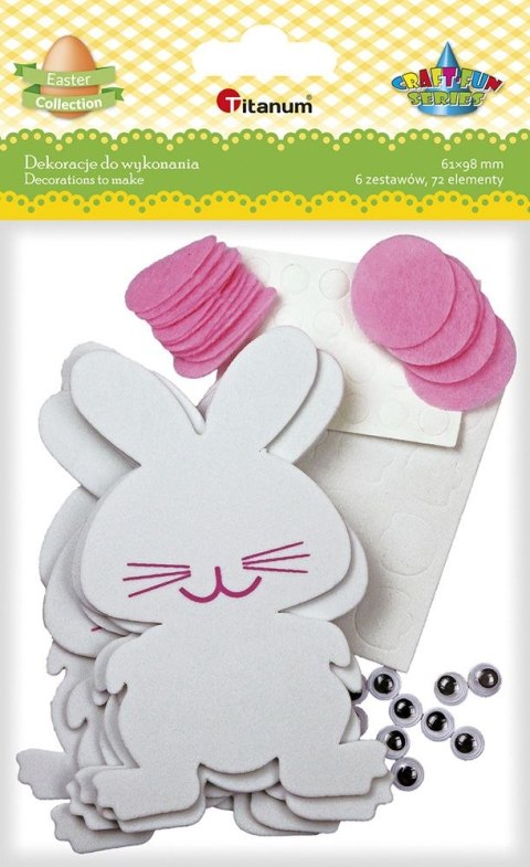 Ozdoba piankowa Craft-Fun Series Króliczki do złożenia 6 szt Titanum (DIY-S26) Ozdoba piankowa Craft-Fun Series Króliczki do złożenia 6 szt Titanum (DIY-S26)