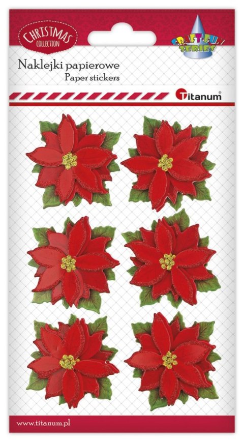 Naklejka (nalepka) Craft-Fun Series papierowa 3D poinsecje Titanum (25YQ0513-9)