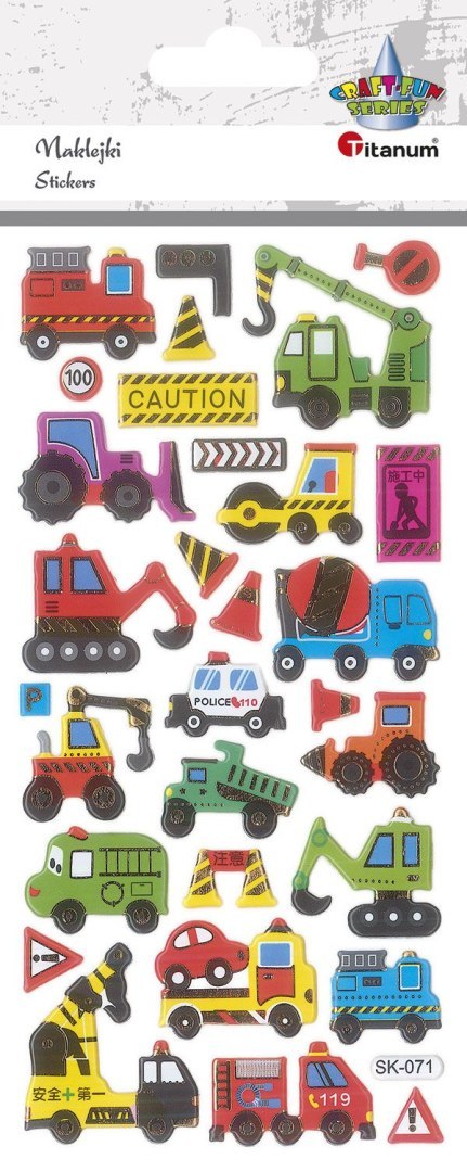 Naklejka (nalepka) Craft-Fun Series pojazdy budowlane, użytkowe wypukłe Titanum (SK-071)