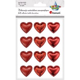 Ozdoba materiałowa Craft-Fun Series samoprzylepna Czerwone serduszka Titanum (BJ25042711)