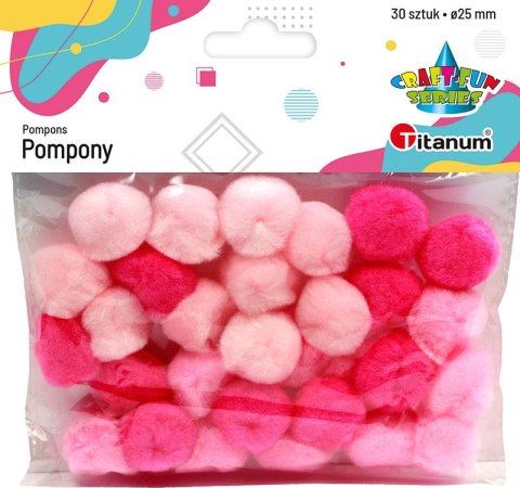 Pompony Craft-Fun Series różowe 30 szt Titanum (21006)
