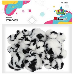 Pompony Craft-Fun Series tygrysie cętki biało-czarny 45 szt Titanum (16073F)