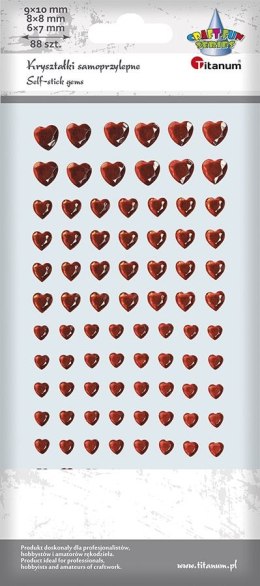 Kryształki Craft-Fun Series samoprzylepne czerwone Titanum (serca)