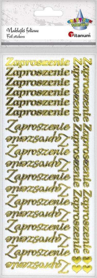 Naklejka (nalepka) Craft-Fun Series napis „Zaproszenie" złoty Titanum
