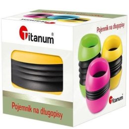 Pojemnik na długopisy Titanum żółty Ø6,2 cm wys. 8-10 cm