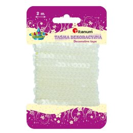 Taśma ozdobna Craft-Fun Series z cekinami 6x2 [mm x m] biała Titanum (363644)